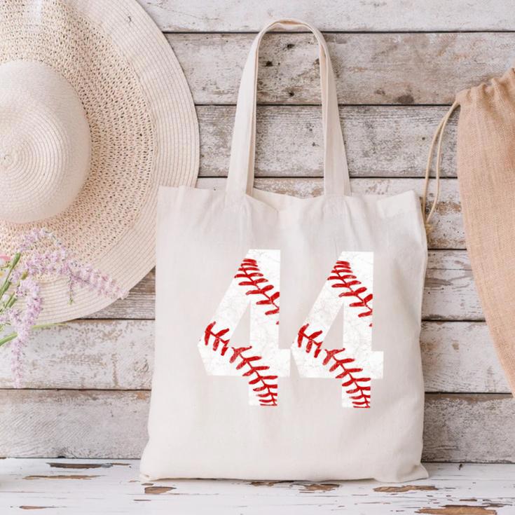 Distressed Baseball Number 44 Jersey Uniform Player Fan Canvas Tote Bag