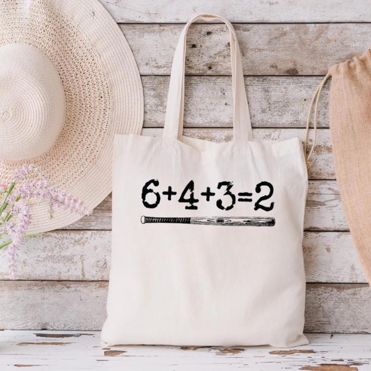 Double Play 6 4 3 2 Vintage Baseball Math Softball Player Premium Tri-Blend Canvas Tote Bag