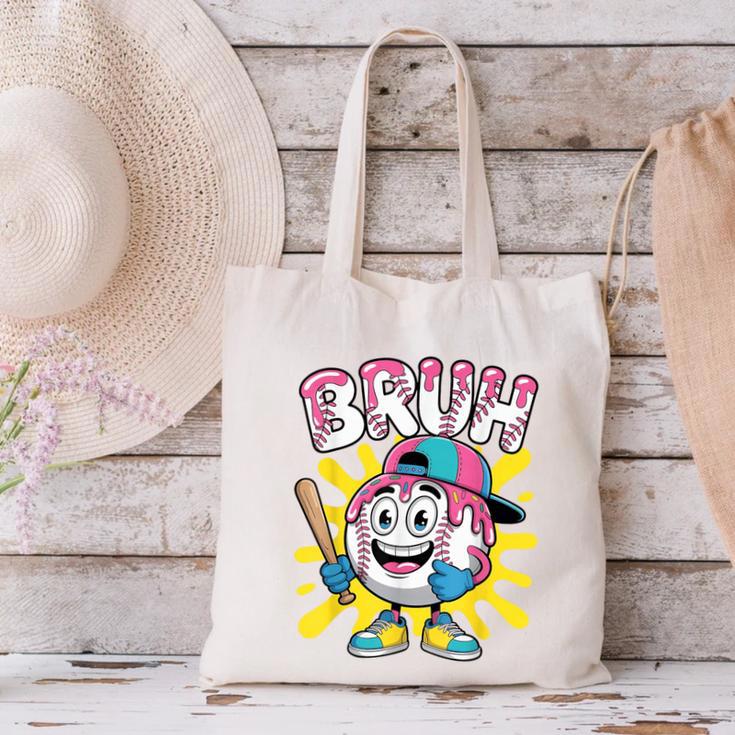 Drip Baseball Boy Youth Kid Ice Cream Dripping Baseball Bruh Canvas Tote Bag Drip Baseball Boy Youth Kid Ice Cream Dripping Baseball Bruh Canvas Tote Bag