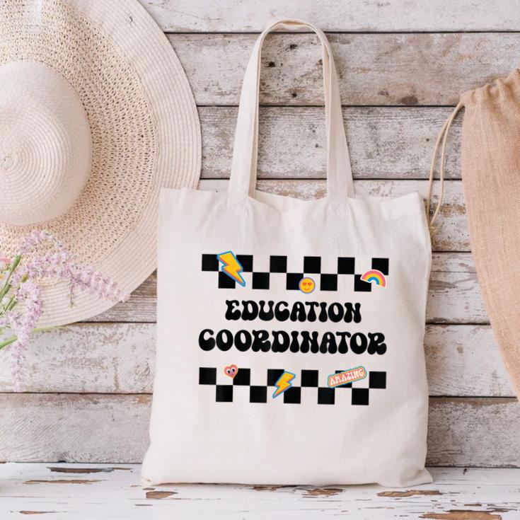 Education Coordinator Groovy Back To School Checkered Canvas Tote Bag Education Coordinator Groovy Back To School Checkered Canvas Tote Bag
