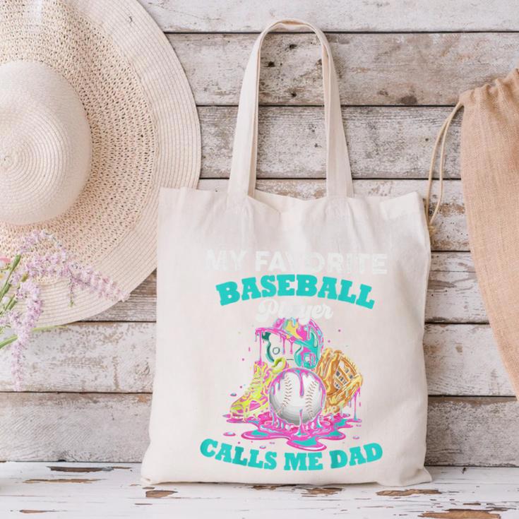 My Favorite Baseball Player Calls Me Dad Ice Cream Drip Canvas Tote Bag