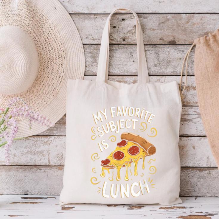 My Favorite Subject Is Lunch Pizza Back To School Canvas Tote Bag My Favorite Subject Is Lunch Pizza Back To School Canvas Tote Bag