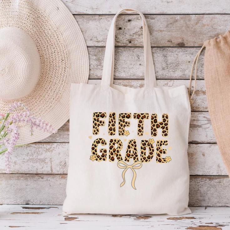 Fifth Grade Leopard Coquette Bow Back To School Women Girls Canvas Tote Bag Fifth Grade Leopard Coquette Bow Back To School Women Girls Canvas Tote Bag