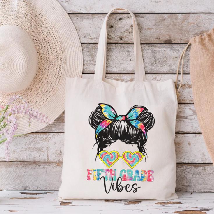 Fifth Grade Vibes Messy Hair Bun Girl Back To School 5th Canvas Tote Bag