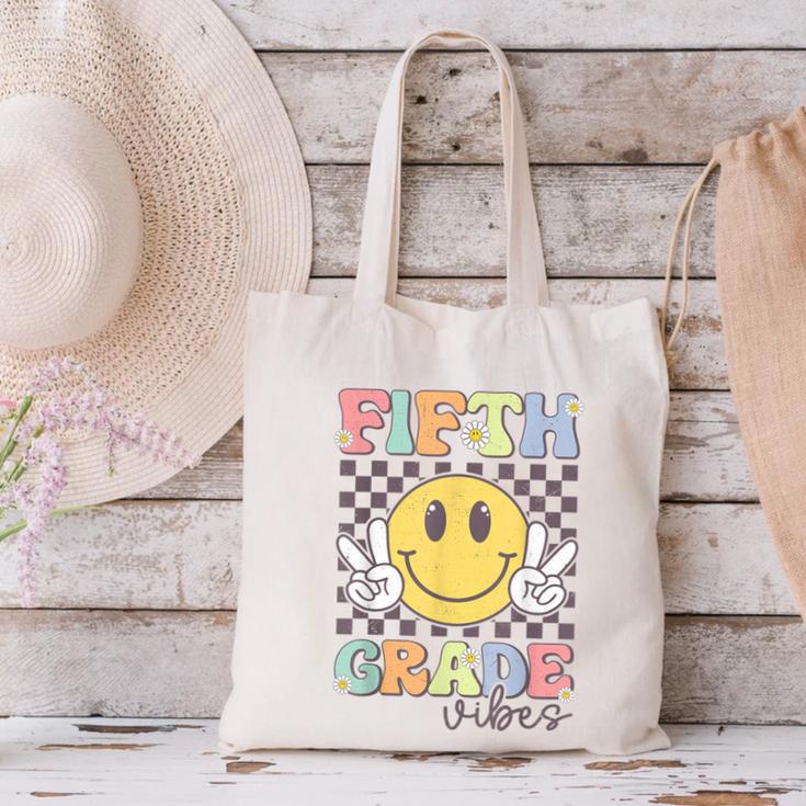 Fifth Grade Vibes Smile Face 5th Grade Team Back To School Canvas Tote Bag Fifth Grade Vibes Smile Face 5th Grade Team Back To School Canvas Tote Bag