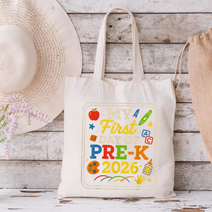 My First Day Of Pre-K 2026 Back To School Kids Canvas Tote Bag
