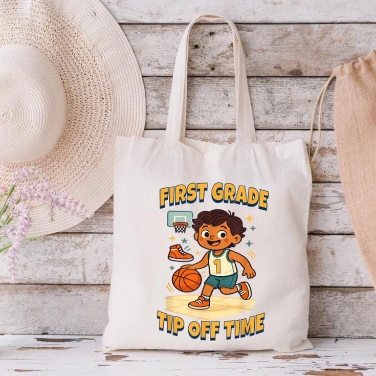 First Grade Basketball Back To School Slam Dunk Style Canvas Tote Bag First Grade Basketball Back To School Slam Dunk Style Canvas Tote Bag