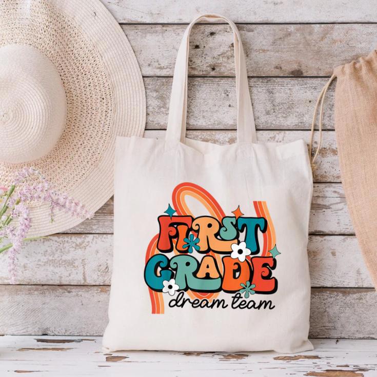 First Grade Dream Team First Day Of 1st Grade Back To School Canvas Tote Bag