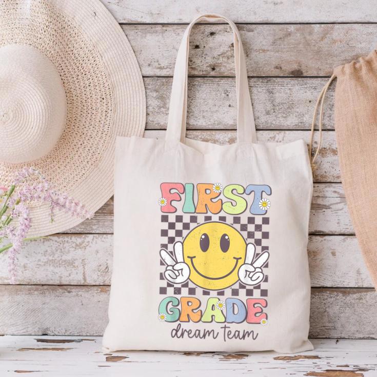 First Grade Dream Team Smile Face Back To School 1st Grade Canvas Tote Bag First Grade Dream Team Smile Face Back To School 1st Grade Canvas Tote Bag
