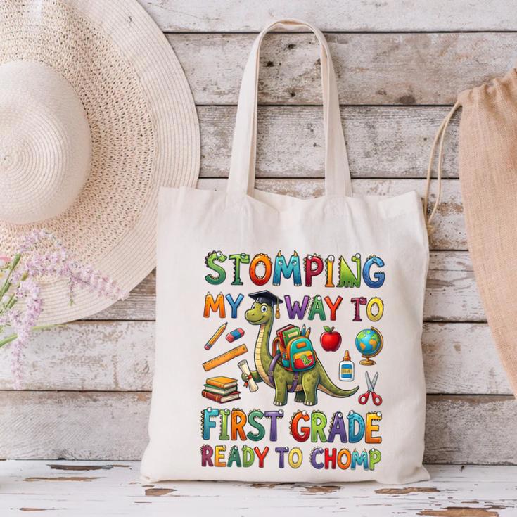 First Grade Graduation Dinosaur Dino Back To School Student Canvas Tote Bag First Grade Graduation Dinosaur Dino Back To School Student Canvas Tote Bag