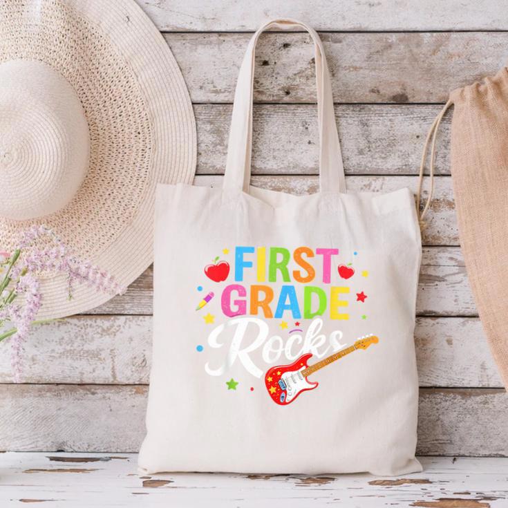 First Grade Rocks Colorful Back To School Guitar Canvas Tote Bag First Grade Rocks Colorful Back To School Guitar Canvas Tote Bag