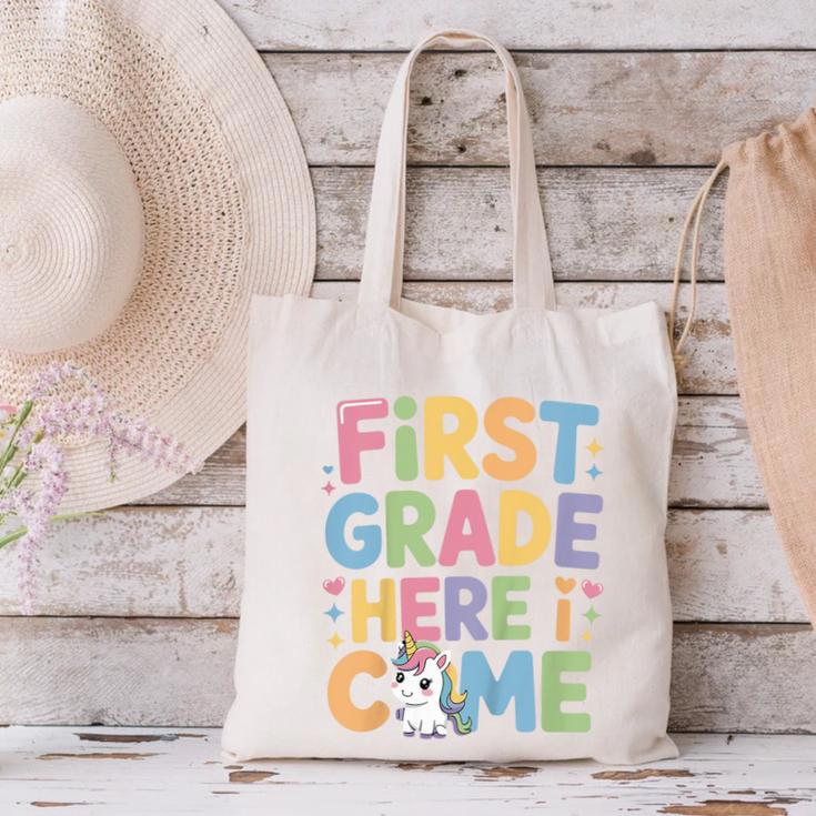 First Grade Here I Come Unicorn Back To School Canvas Tote Bag First Grade Here I Come Unicorn Back To School Canvas Tote Bag