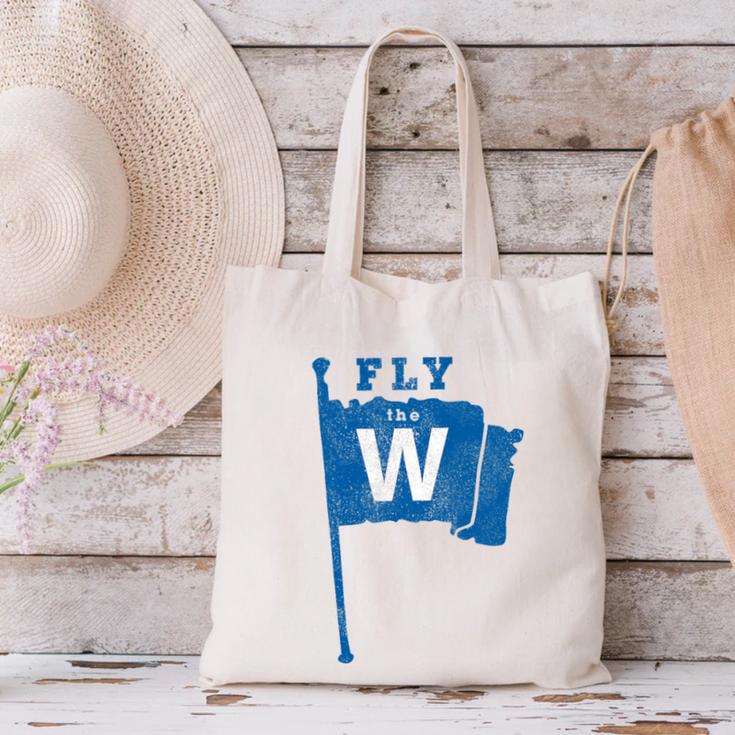 Fly The W Chicago Baseball Winning Flag Distressed Premium Tri-Blend Canvas Tote Bag Fly The W Chicago Baseball Winning Flag Distressed Premium Tri-Blend Canvas Tote Bag