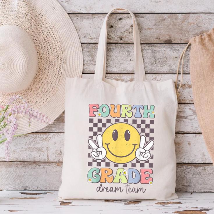 Fourth Grade Dream Team Smile Face Back To School 4th Grade Canvas Tote Bag