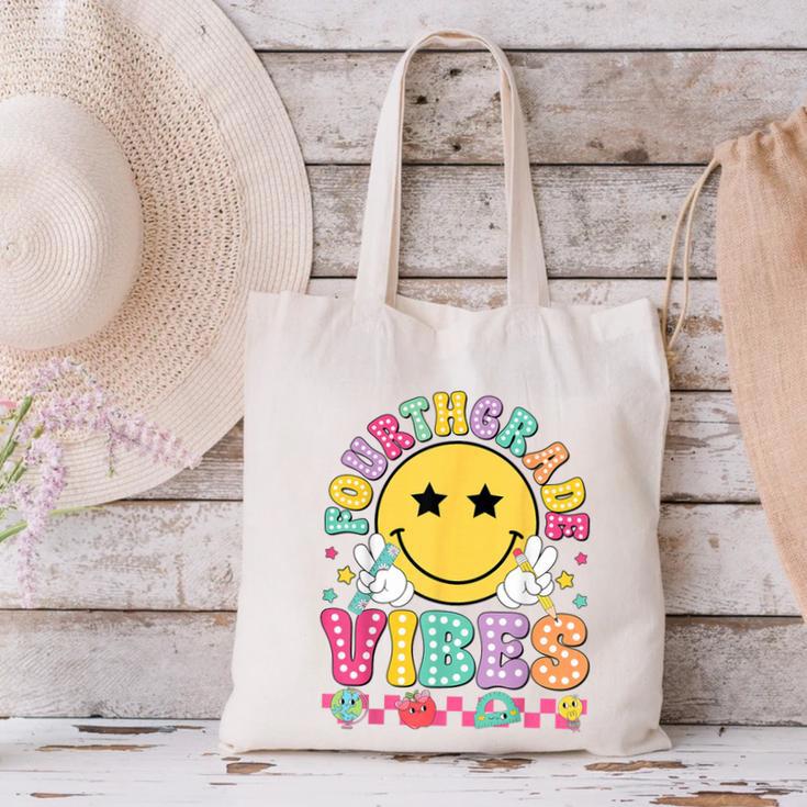 Fourth Grade Vibes Smile Face Back To School Boys Girls Kids Canvas Tote Bag Fourth Grade Vibes Smile Face Back To School Boys Girls Kids Canvas Tote Bag