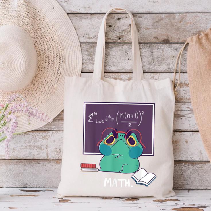 Frog Hates Math Kawaii Science Back To School Kids Canvas Tote Bag Frog Hates Math Kawaii Science Back To School Kids Canvas Tote Bag