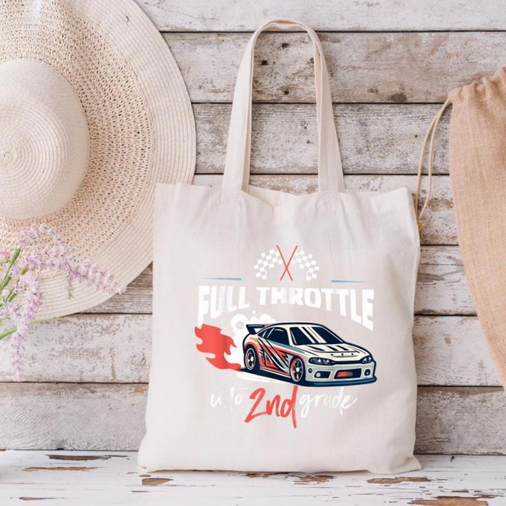 Full Throttle Into Second 2nd Grade Race Car Back To School Canvas Tote Bag Full Throttle Into Second 2nd Grade Race Car Back To School Canvas Tote Bag