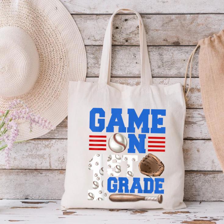 Game On First Grade Boy Baseball Back To School Canvas Tote Bag Game On First Grade Boy Baseball Back To School Canvas Tote Bag