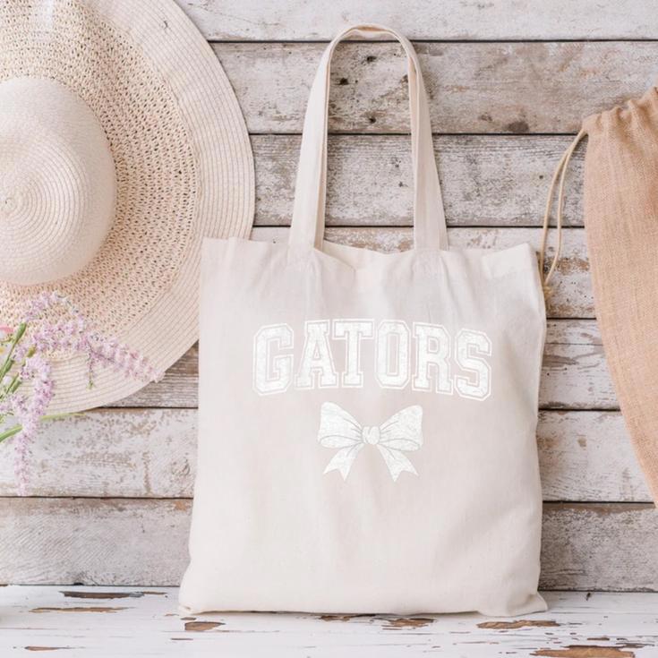 Gators High School Coquette Bow Gator Back To School Canvas Tote Bag Gators High School Coquette Bow Gator Back To School Canvas Tote Bag