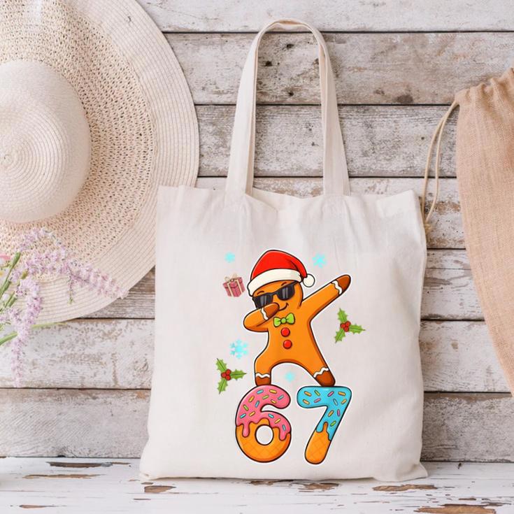 Gingerbread Six Seven 67 Ice Cream Drip Baseball Canvas Tote Bag Gingerbread Six Seven 67 Ice Cream Drip Baseball Canvas Tote Bag