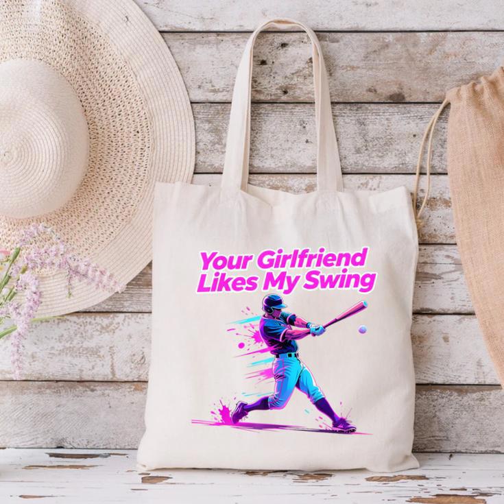 Your Girlfriend Likes My Swing Baseball Quote Boys Men Canvas Tote Bag Your Girlfriend Likes My Swing Baseball Quote Boys Men Canvas Tote Bag