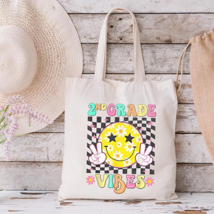 Girls 2nd Grade Vibes Smile Face Back To School Second Grade Canvas Tote Bag Girls 2nd Grade Vibes Smile Face Back To School Second Grade Canvas Tote Bag