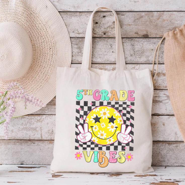 Girls 5th Grade Vibes Smile Face Back To School Fifth Grade Canvas Tote Bag Girls 5th Grade Vibes Smile Face Back To School Fifth Grade Canvas Tote Bag