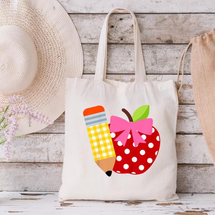 Girls Back To School Apple Toddler First Day Of Preschool Canvas Tote Bag