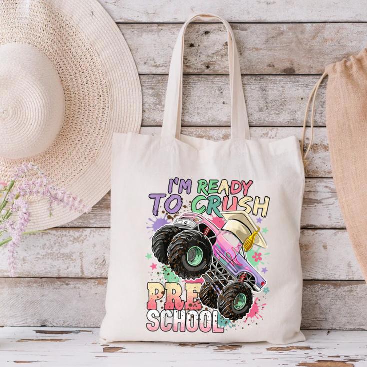 Girls Monster Trucks Ready To Crush Preschool Back To School Canvas Tote Bag Girls Monster Trucks Ready To Crush Preschool Back To School Canvas Tote Bag