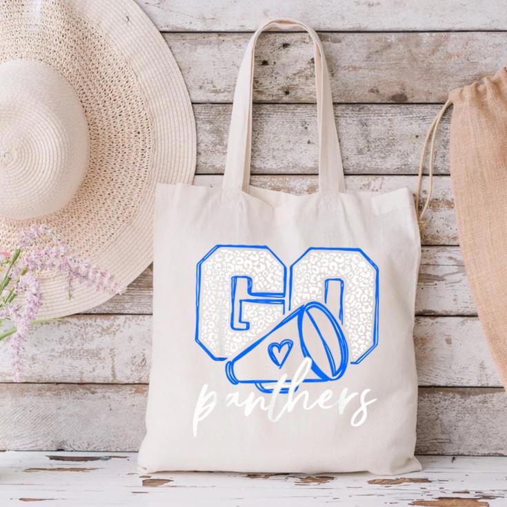 Go Cheer Panthers School Sports Name Spirit Back To School Canvas Tote Bag