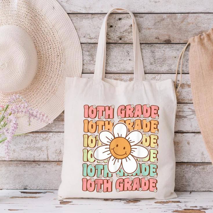 Groovy 10th Grade Back To School First Day Of Tenth Grade Canvas Tote Bag Groovy 10th Grade Back To School First Day Of Tenth Grade Canvas Tote Bag