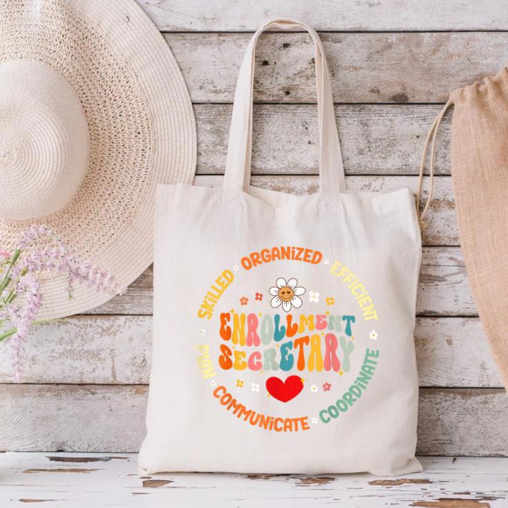 Groovy Enrollment Secretary Back To School Canvas Tote Bag