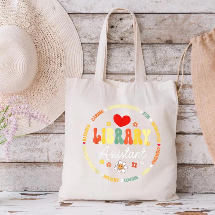 Groovy Librarian School Library Assistant Day Back To School Canvas Tote Bag Groovy Librarian School Library Assistant Day Back To School Canvas Tote Bag