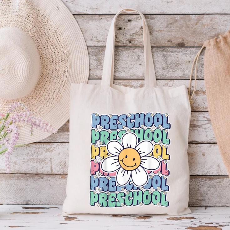 Groovy Preschool Cute Back To School First Day Of Pre K Canvas Tote Bag