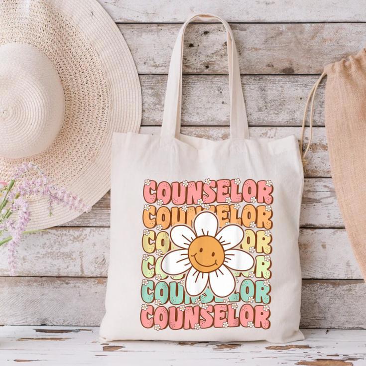 Groovy School Counselor Cute Daisy Flower Back To School Canvas Tote Bag Groovy School Counselor Cute Daisy Flower Back To School Canvas Tote Bag