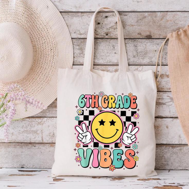 Groovy Sixth 6TH Grade Vibes Back To School First Day Kids Canvas Tote Bag