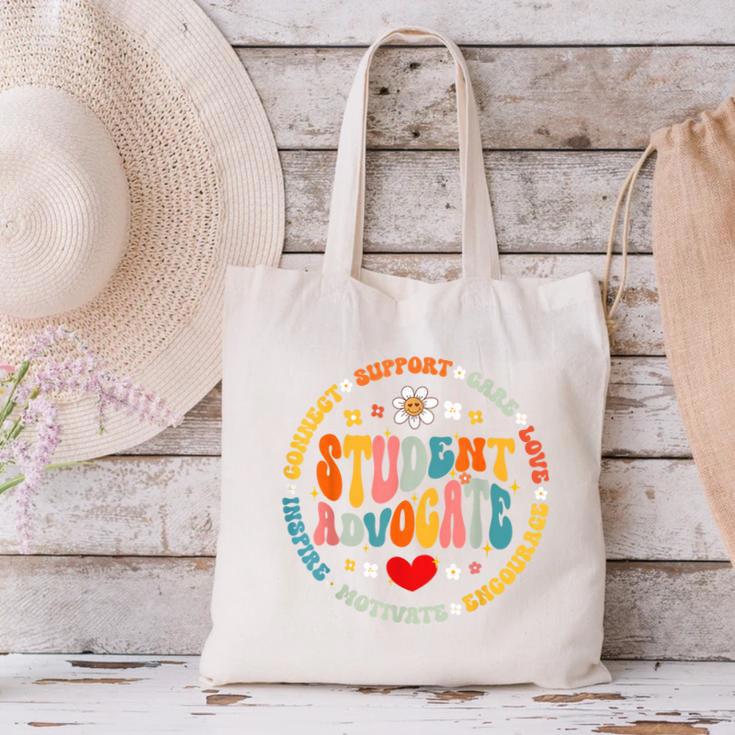 Groovy Student Advocate Appreciation Back To School Canvas Tote Bag