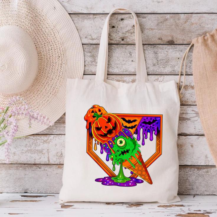 Halloween Baseball Ice Cream Drip Boys Girls Youth Canvas Tote Bag
