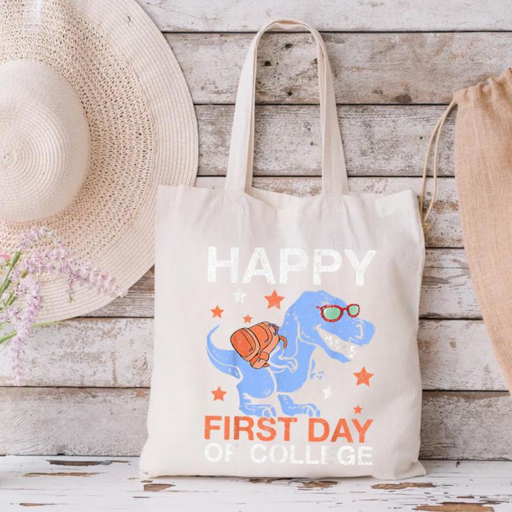 Happy First Day Of CollegeRex Dinosaur Back To School Canvas Tote Bag Happy First Day Of CollegeRex Dinosaur Back To School Canvas Tote Bag