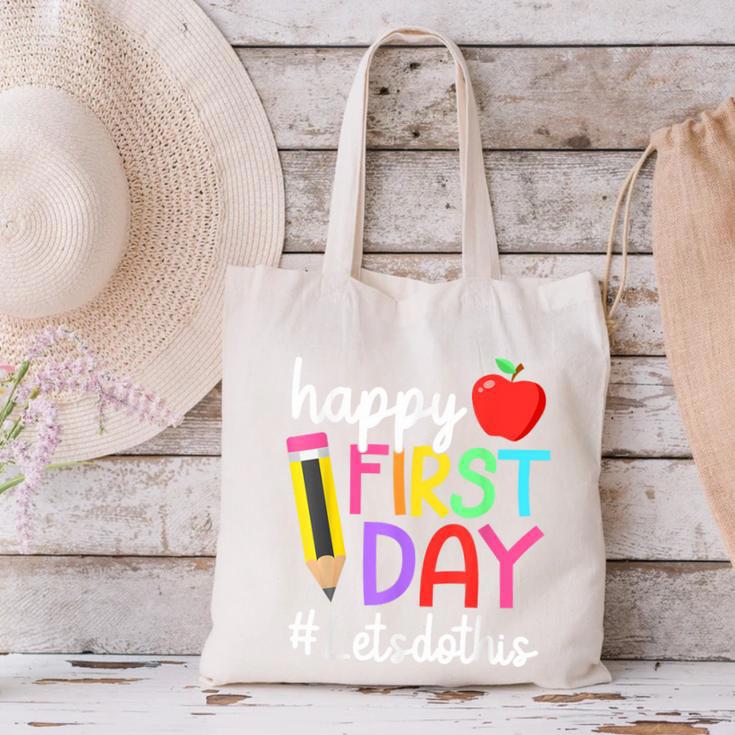 Happy First Day Let's Do This Welcome Back To School Tie Dye Canvas Tote Bag Happy First Day Let's Do This Welcome Back To School Tie Dye Canvas Tote Bag
