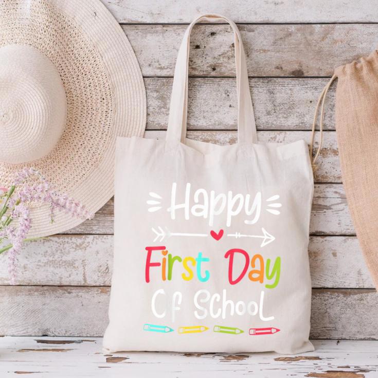 Happy First Day Of School Back To School Kids Students Canvas Tote Bag Happy First Day Of School Back To School Kids Students Canvas Tote Bag