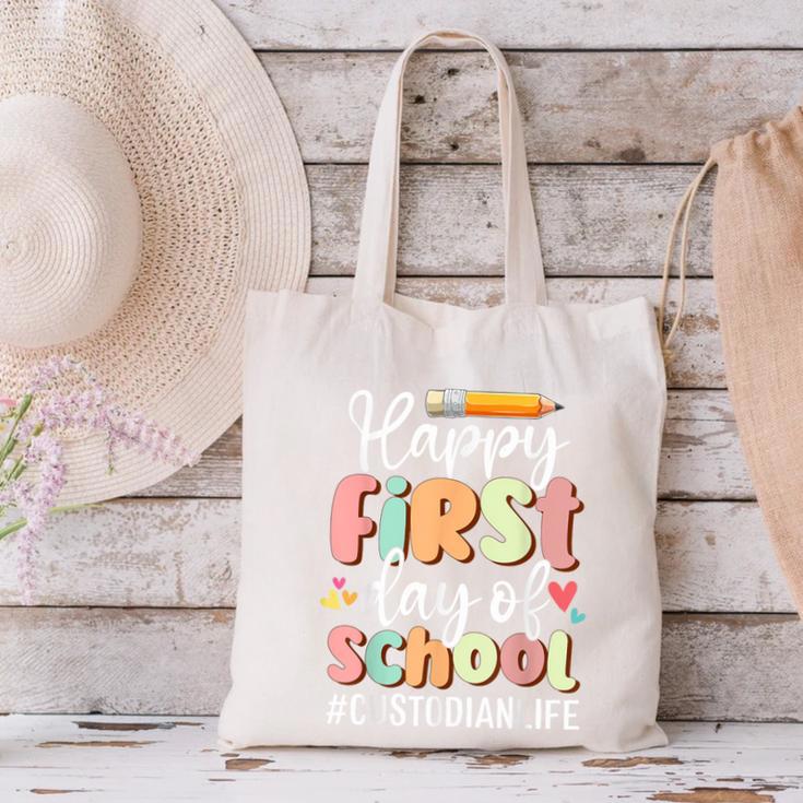 Happy First Day Of School Custodian Life Back To School Canvas Tote Bag Happy First Day Of School Custodian Life Back To School Canvas Tote Bag