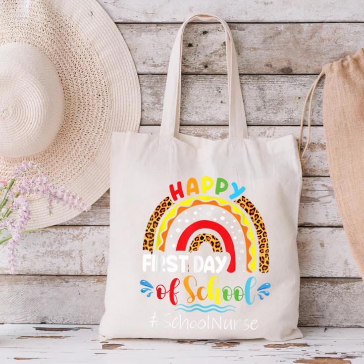 Happy First Day Of School Nurse Rainbow Back To School Canvas Tote Bag