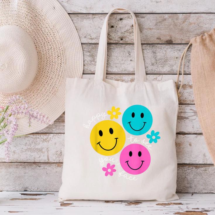 Happy To See Your Face Back To School First Day Of School Canvas Tote Bag