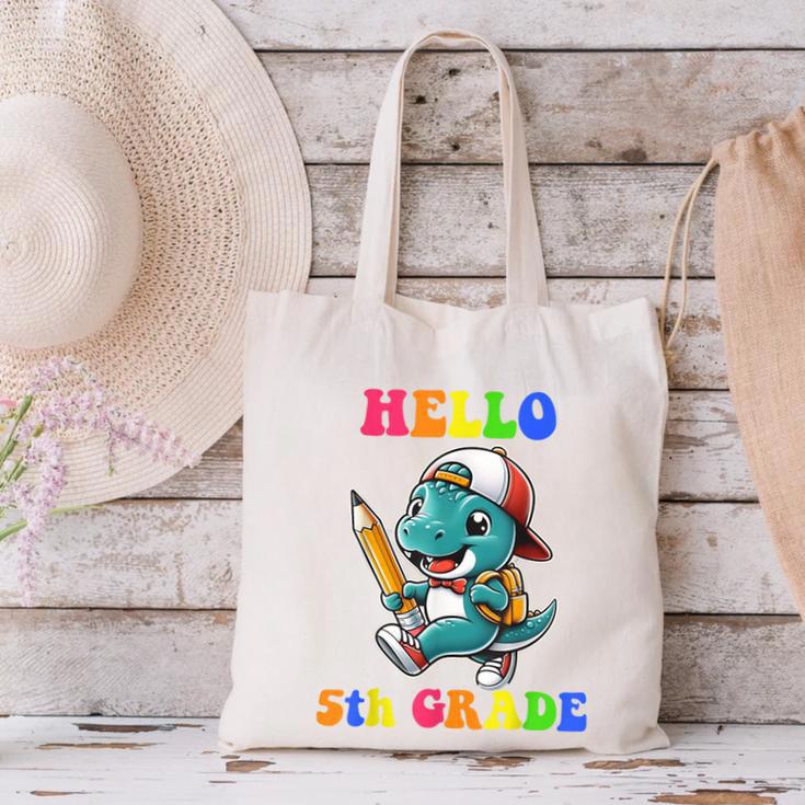 Hello 5th Grade Cute Dinosaur Back To School Boys Kids Girls Canvas Tote Bag Hello 5th Grade Cute Dinosaur Back To School Boys Kids Girls Canvas Tote Bag