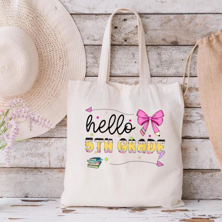 Hello 5th Grade Girls Coquette Fifth Grade Back To School Canvas Tote Bag