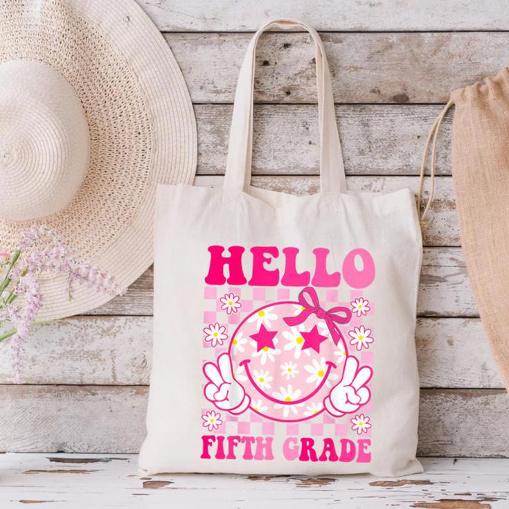 Hello Fifth Grade Coquette Bow Back To School 5th Grade Girl Canvas Tote Bag Hello Fifth Grade Coquette Bow Back To School 5th Grade Girl Canvas Tote Bag
