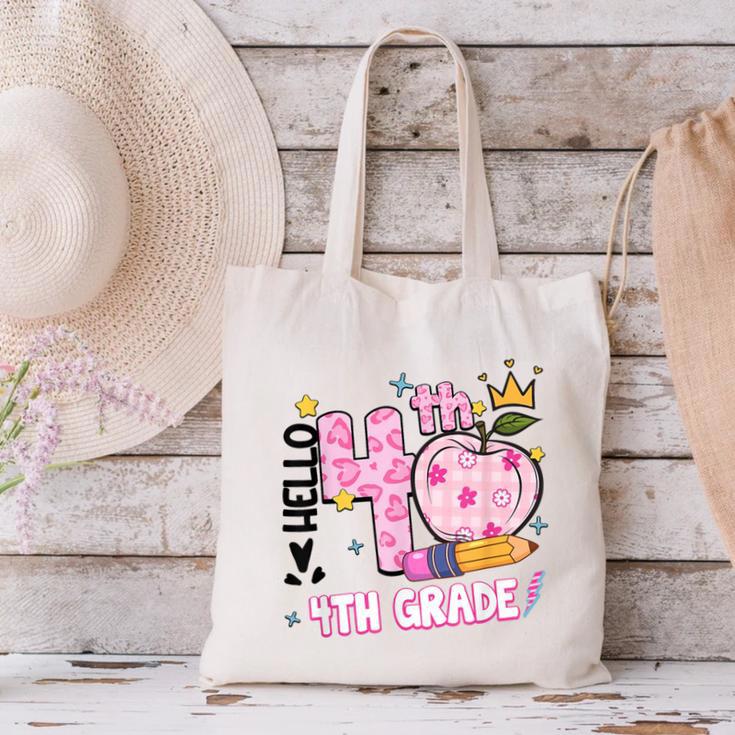 Hello Fourth 4th Grade Leopard Tie Dye Girl Back To School Canvas Tote Bag Hello Fourth 4th Grade Leopard Tie Dye Girl Back To School Canvas Tote Bag