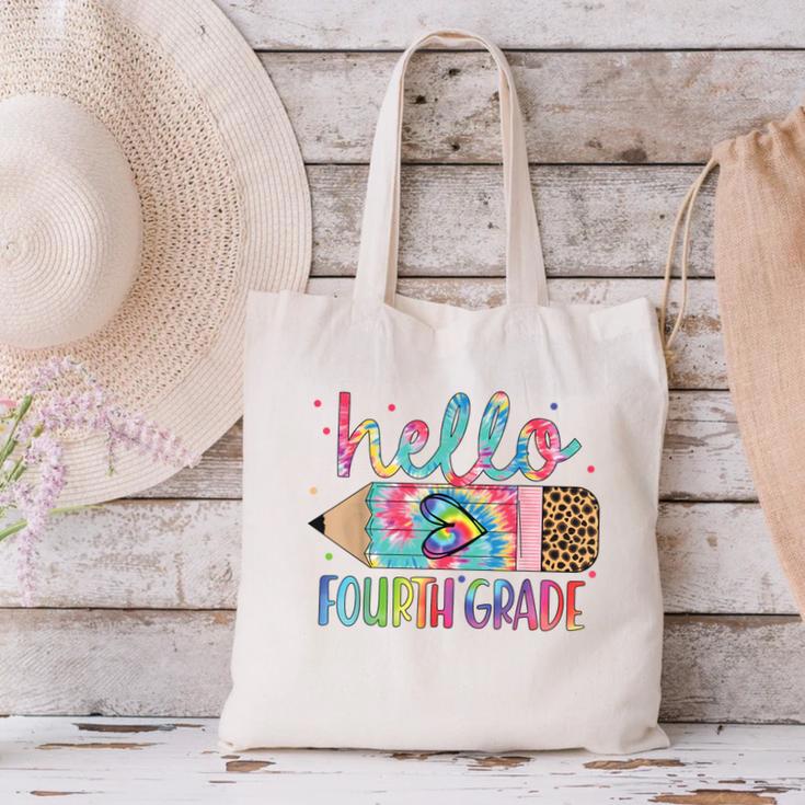 Hello Fourth Grade Tie Dye Pencil Back To School 4th Grade Canvas Tote Bag Hello Fourth Grade Tie Dye Pencil Back To School 4th Grade Canvas Tote Bag
