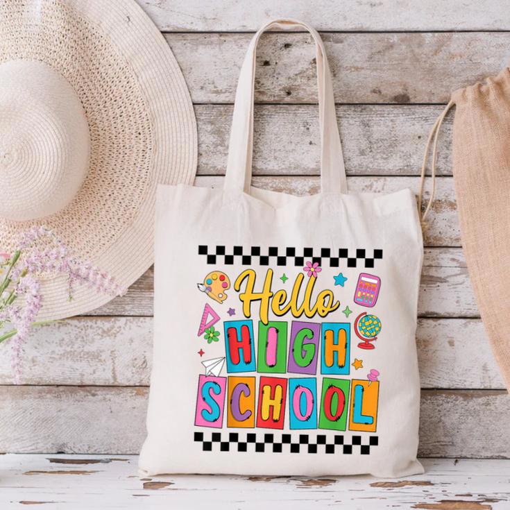 Hello Highshool First Day Of School Back To School Boy Girls Canvas Tote Bag Hello Highshool First Day Of School Back To School Boy Girls Canvas Tote Bag
